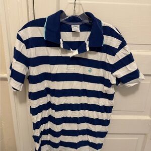 Blue and White Striped Polo Shirt